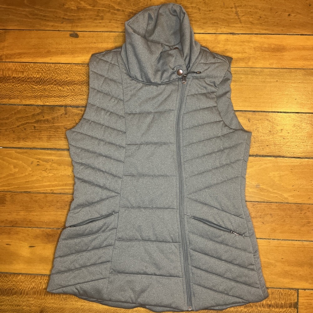 Calia by Carrie‎ Underwood Asymmetrical Zip Quilted Puffer Vest Gray Sz small